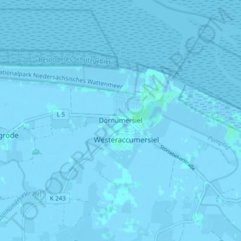 Dornumersiel topographic map, elevation, terrain
