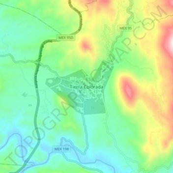 Tierra Colorada topographic map, elevation, terrain