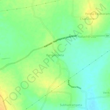 Rangampeta topographic map, elevation, terrain
