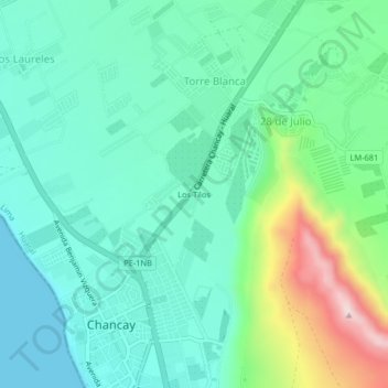 Los Tilos topographic map, elevation, terrain