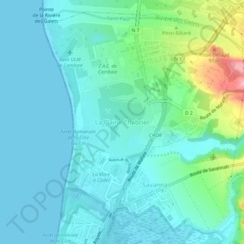 La Plaine Chabrier topographic map, elevation, terrain