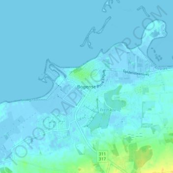 Bogense topographic map, elevation, terrain