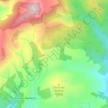 Arroyo de Pinares topographic map, elevation, terrain