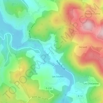Les Vouas topographic map, elevation, terrain