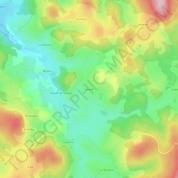 Savault topographic map, elevation, terrain