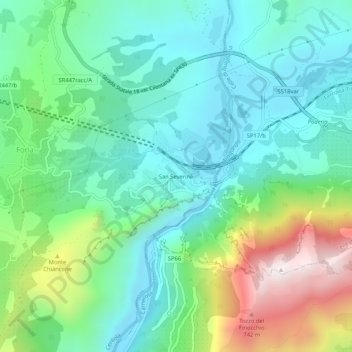 San Severino topographic map, elevation, terrain