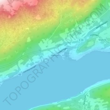 Hjelset topographic map, elevation, terrain