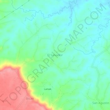 El Salvador topographic map, elevation, terrain