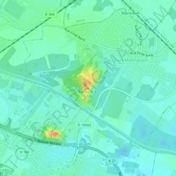 Terril 113 topographic map, elevation, terrain