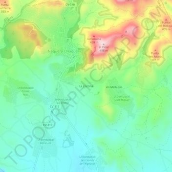 La Cortina topographic map, elevation, terrain