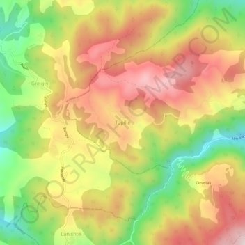 Topillë topographic map, elevation, terrain