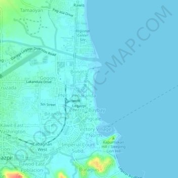 San Roque topographic map, elevation, terrain
