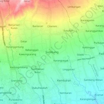 Sumbang topographic map, elevation, terrain