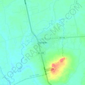 Tân Biên topographic map, elevation, terrain