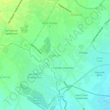 Jibao-an topographic map, elevation, terrain