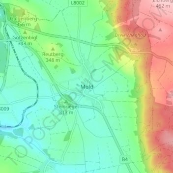 Mold topographic map, elevation, terrain
