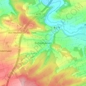 Eichenhausen topographic map, elevation, terrain