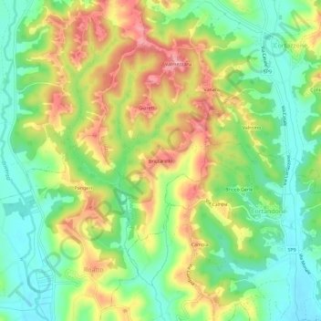 Briccarello topographic map, elevation, terrain