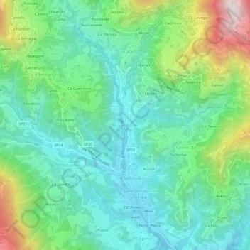 Brancilione topographic map, elevation, terrain
