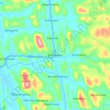 Dehiowita topographic map, elevation, terrain