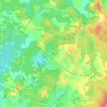 Le Battut topographic map, elevation, terrain