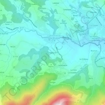 Majoural topographic map, elevation, terrain