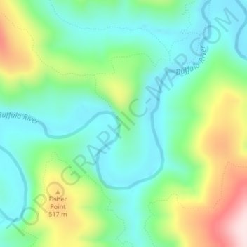 Big Bluff topographic map, elevation, terrain