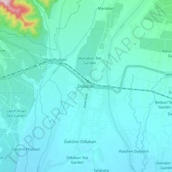 Odlabari topographic map, elevation, terrain