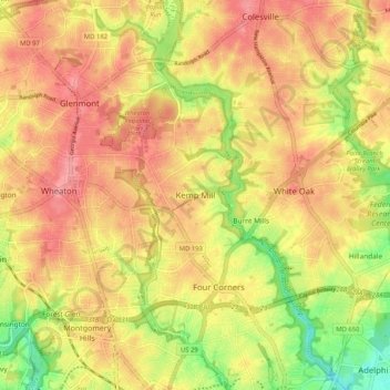 Kemp Mill topographic map, elevation, terrain