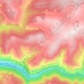 Hyelzas topographic map, elevation, terrain