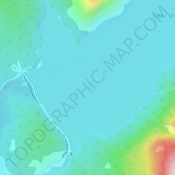 Lake Minnewanka topographic map, elevation, terrain