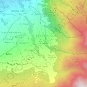 Los Cominos topographic map, elevation, terrain