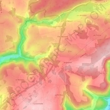 Le Roulier topographic map, elevation, terrain