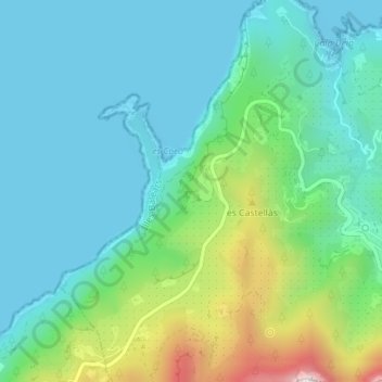 Mirador de sa Foradada topographic map, elevation, terrain