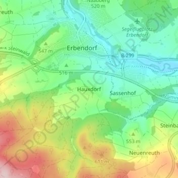 Hauxdorf topographic map, elevation, terrain