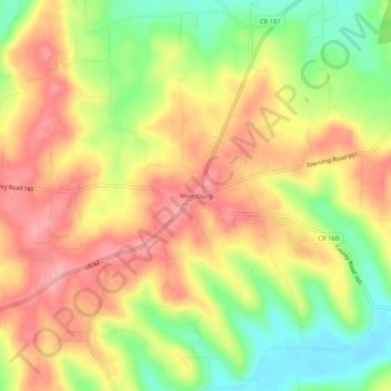 Winesburg topographic map, elevation, terrain