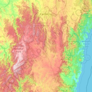 Monaro topographic map, elevation, terrain