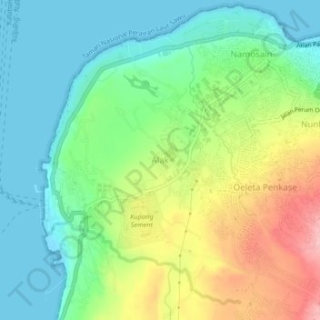 Alak topographic map, elevation, terrain