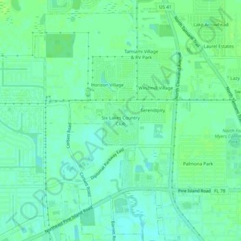 Six Lakes Country Club topographic map, elevation, terrain