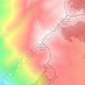Monte Cornacchia topographic map, elevation, terrain