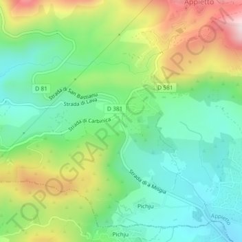 Col du Lustincone topographic map, elevation, terrain