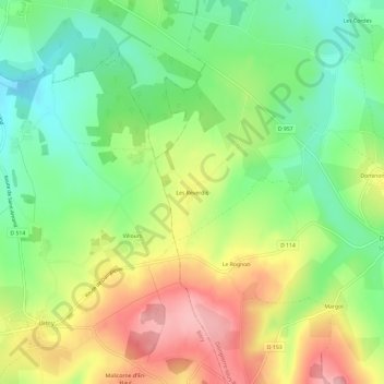 Les Reverdis topographic map, elevation, terrain