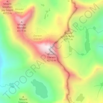 Mount Darwin topographic map, elevation, terrain