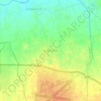 Kadampadi topographic map, elevation, terrain