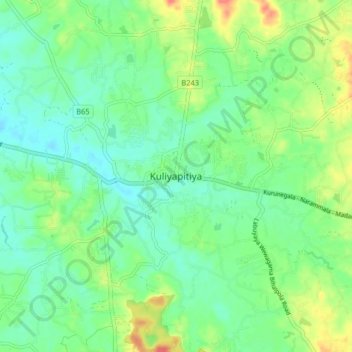 Kuliyapitiya topographic map, elevation, terrain
