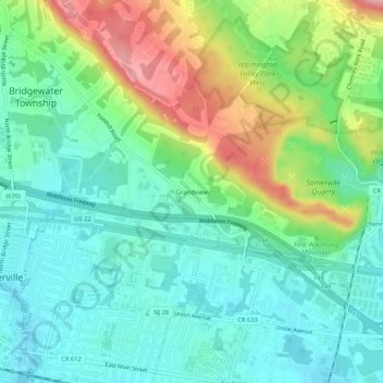 Grandview topographic map, elevation, terrain