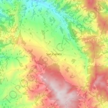 San Calixto topographic map, elevation, terrain