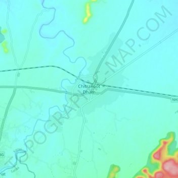 Chitrakoot Dham topographic map, elevation, terrain