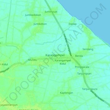 Karangampel topographic map, elevation, terrain