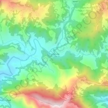 Phedikhola topographic map, elevation, terrain